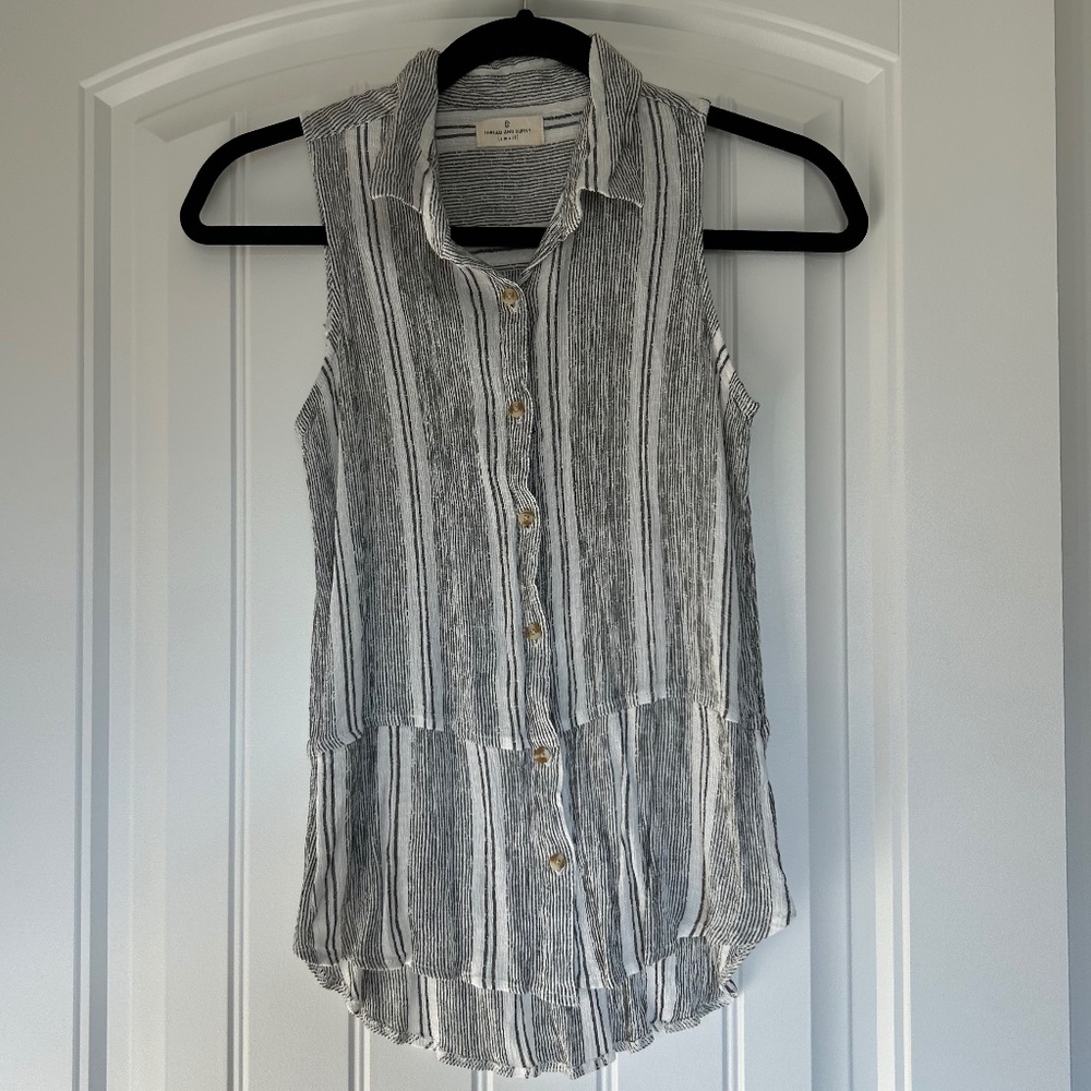 Thread and Supply Black and White Striped Tank Top Womens Small